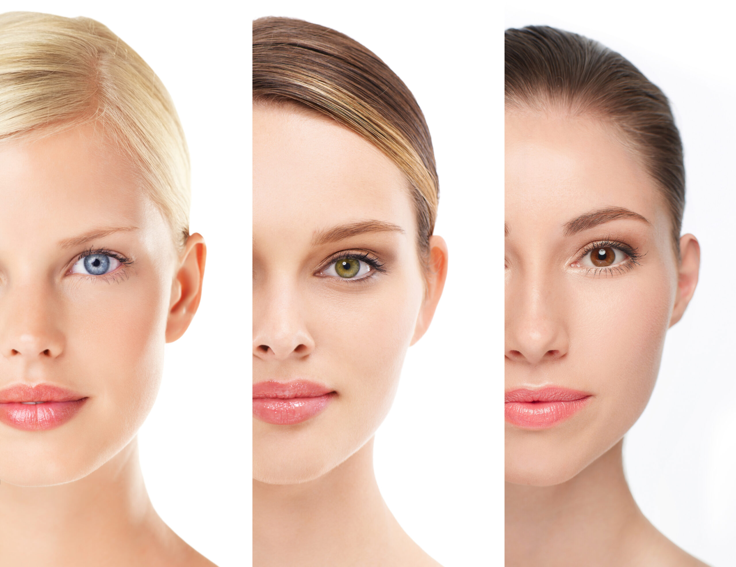 Trifecta of natural beauty. Cropped image of beautiful young womens faces against white background